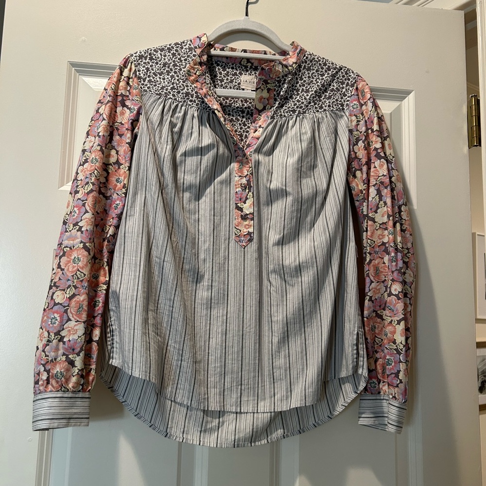 Rebecca Taylor La Vie floral and striped blouse